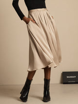 [Tan] SilkSilky  19Momme Silk Skirt 003