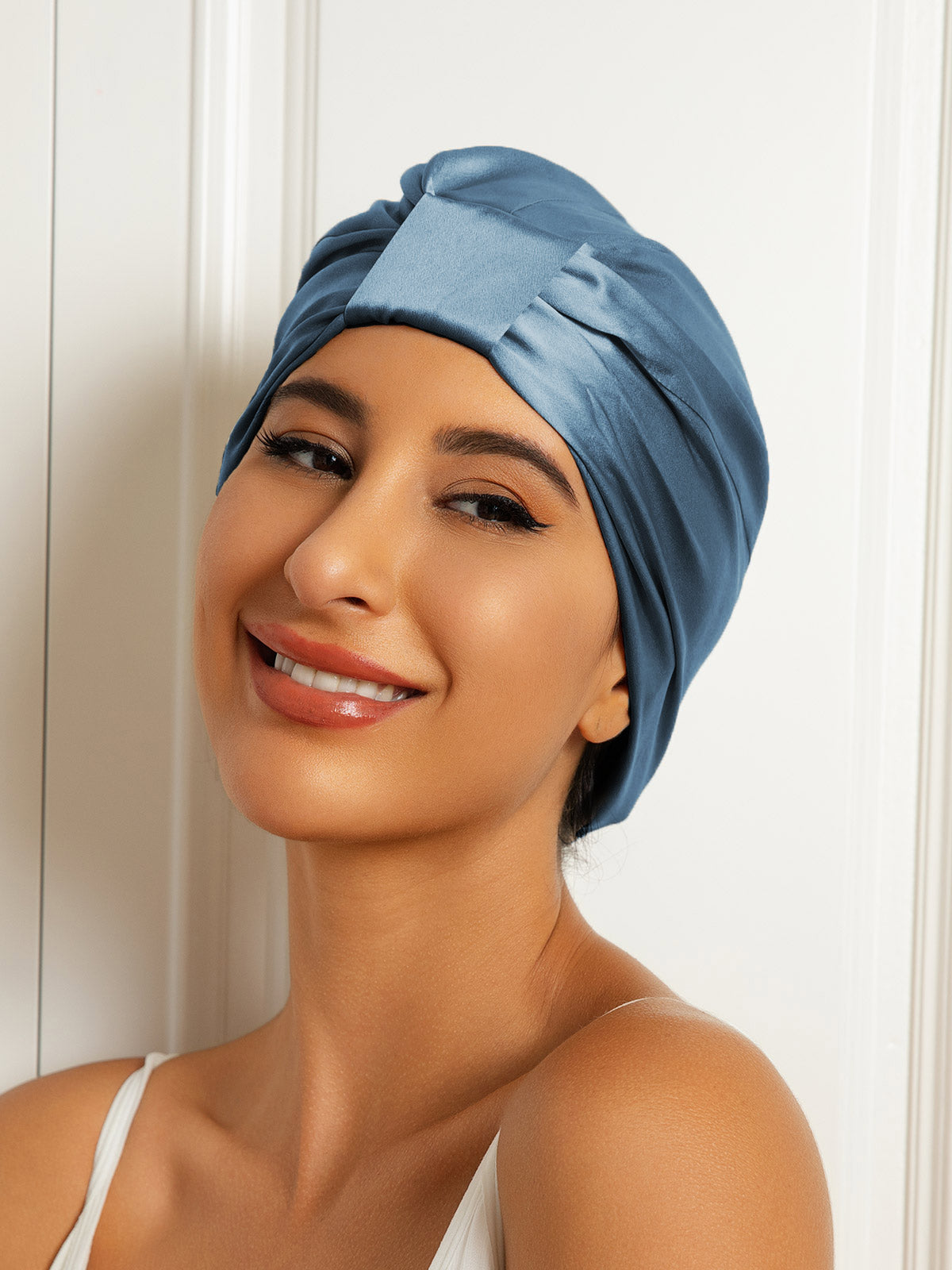 SilkSilky  Pure Silk Sleep Cap SteelBlue 001