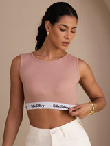 [Pink] SilkSilky  Sleeveless Crew Neck Camisole Top 005