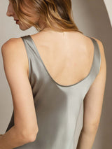 [Grayish Green] SilkSilky  Sleeveless Scoop Neck Dress 005