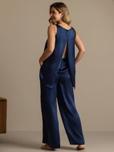 [Dark Blue] SilkSilky  Sleeveless Women's Pajamas 001