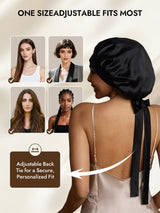 [Black] SilkSilky  Pure Silk Sleep Cap 005