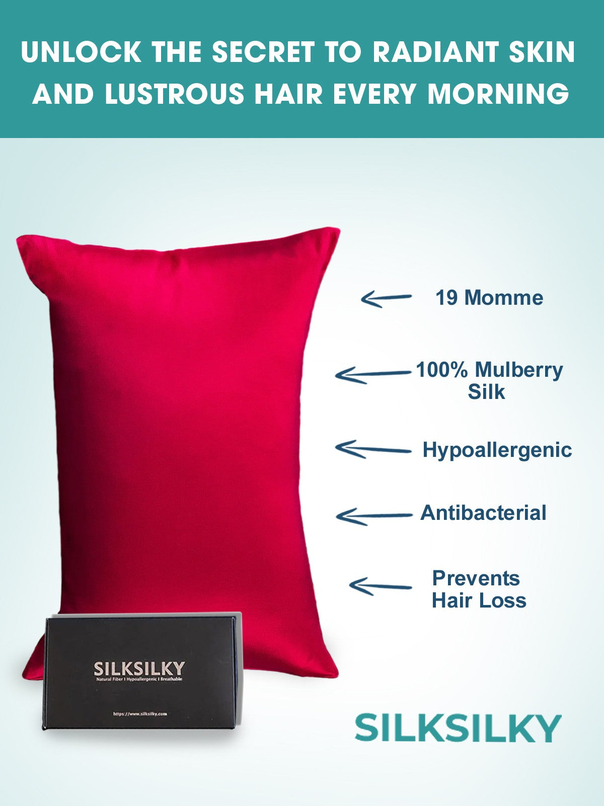 SilkSilky  19Momme Pure Silk Pillowcase Wine 002