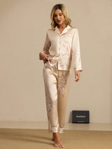 [Champagne] SilkSilky  Long Sleeve Lapel Collar Women's Pajamas 003