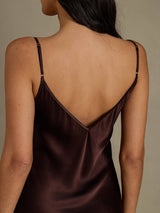 [Coffee] SilkSilky  Spaghetti Strap V Neck Nightgown 005