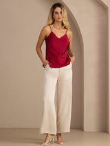 [Wine] SilkSilky Spaghetti Strap V Neck Camisole Top 006