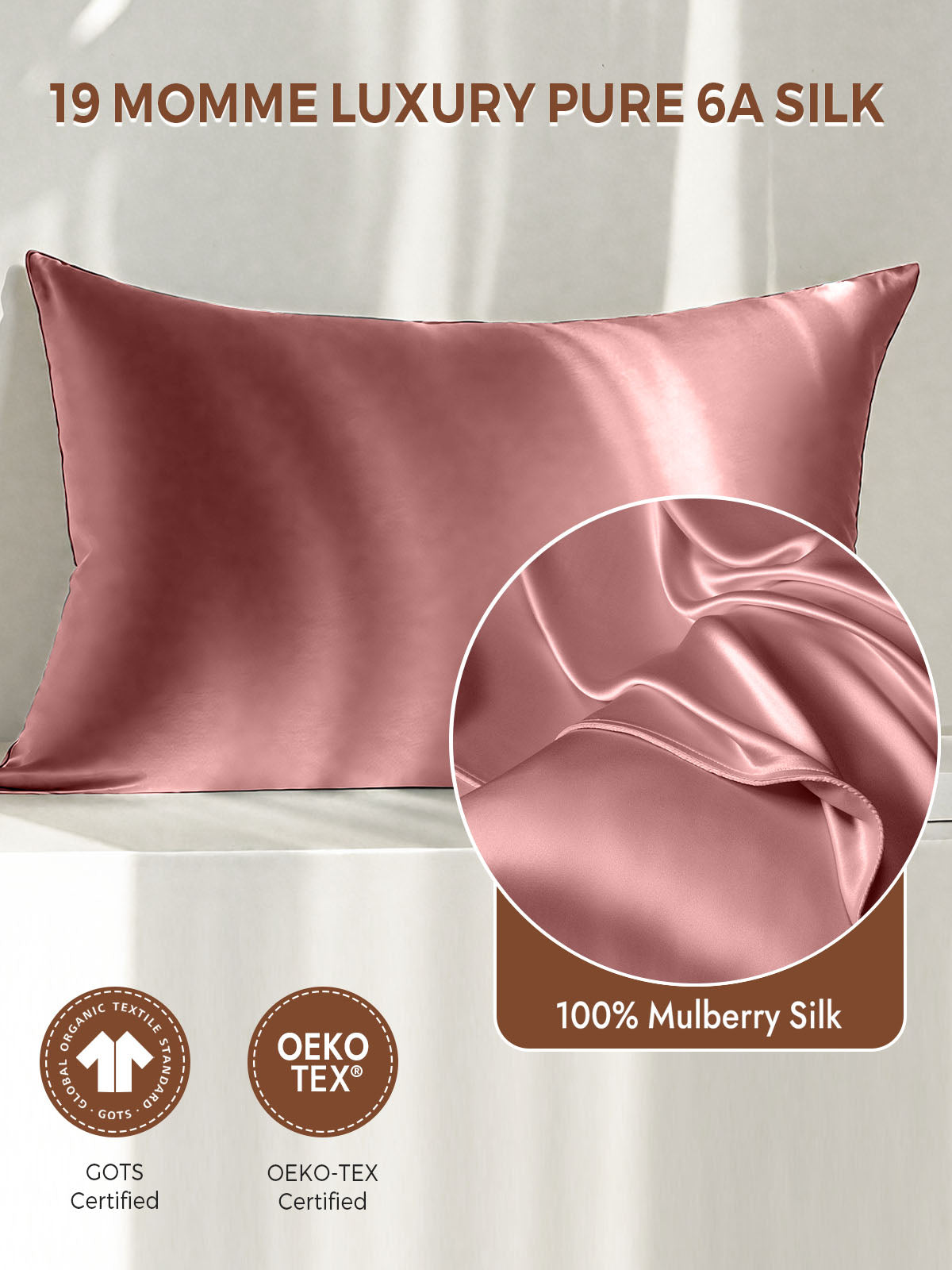 19Momme 100% Mulberry Silk Pillowcase - Envelope Closure