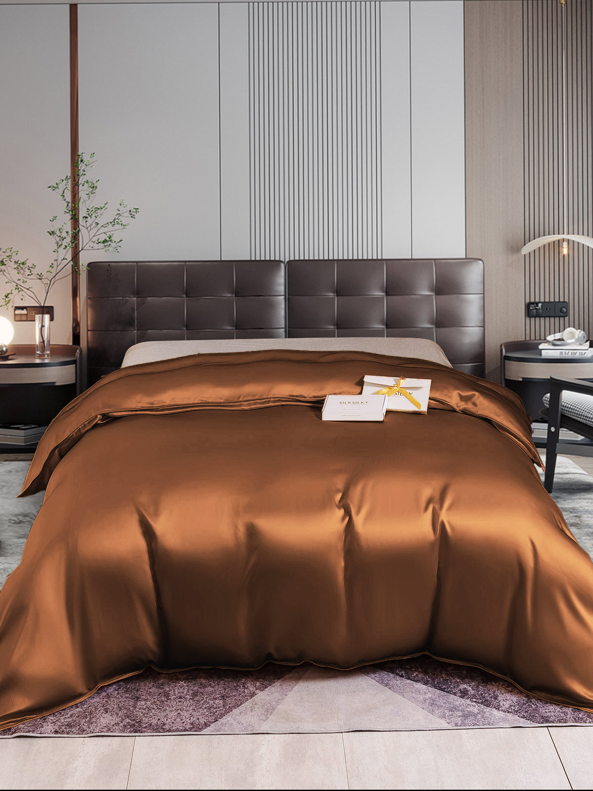 SilkSilky US 22Momme Pure Silk Duvet Cover Coffee 001