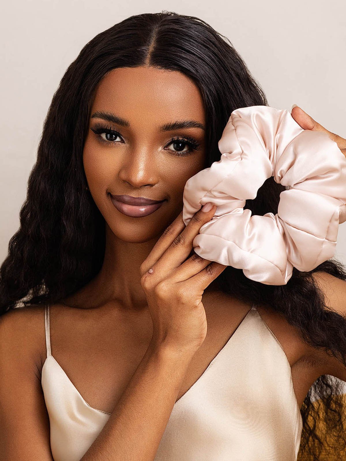 [Pink] SilkSilky  Pure Silk Scrunchie 001