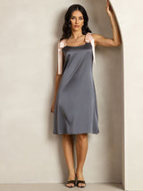 [Dark Gray] SilkSilky  Sleeveless Square Neck Dress 001
