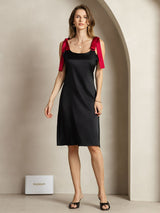 [Black] SilkSilky  Sleeveless Square Neck Dress 001
