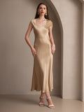 SilkSilky  19Momme Silk Blend Sleeveless Round Neck Dress Champagne 004