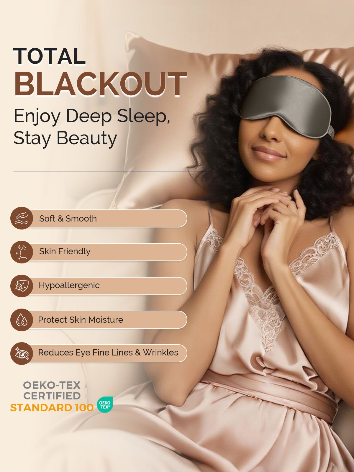 [DarkGray] SilkSilky 22Momme Pure Silk Eye Mask 005