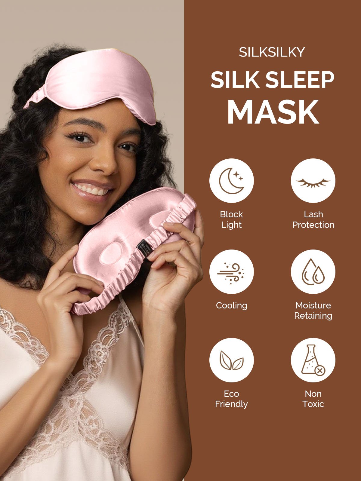 [Pink] SilkSilky 22Momme Pure Silk Eye Mask 003