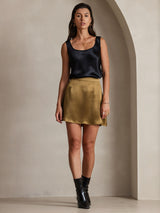 [Black] SilkSilky  19Momme Stretch Silk Charmeuse Sleeveless Scoop Neck Camisole Top 006