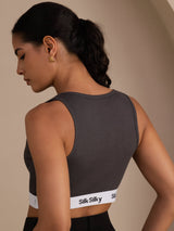 [Gray] SilkSilky  Sleeveless Crew Neck Camisole Top 002