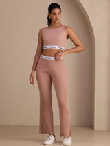 [Pink] SilkSilky Sleeveless Crew Neck Women's Outfit Sets 001