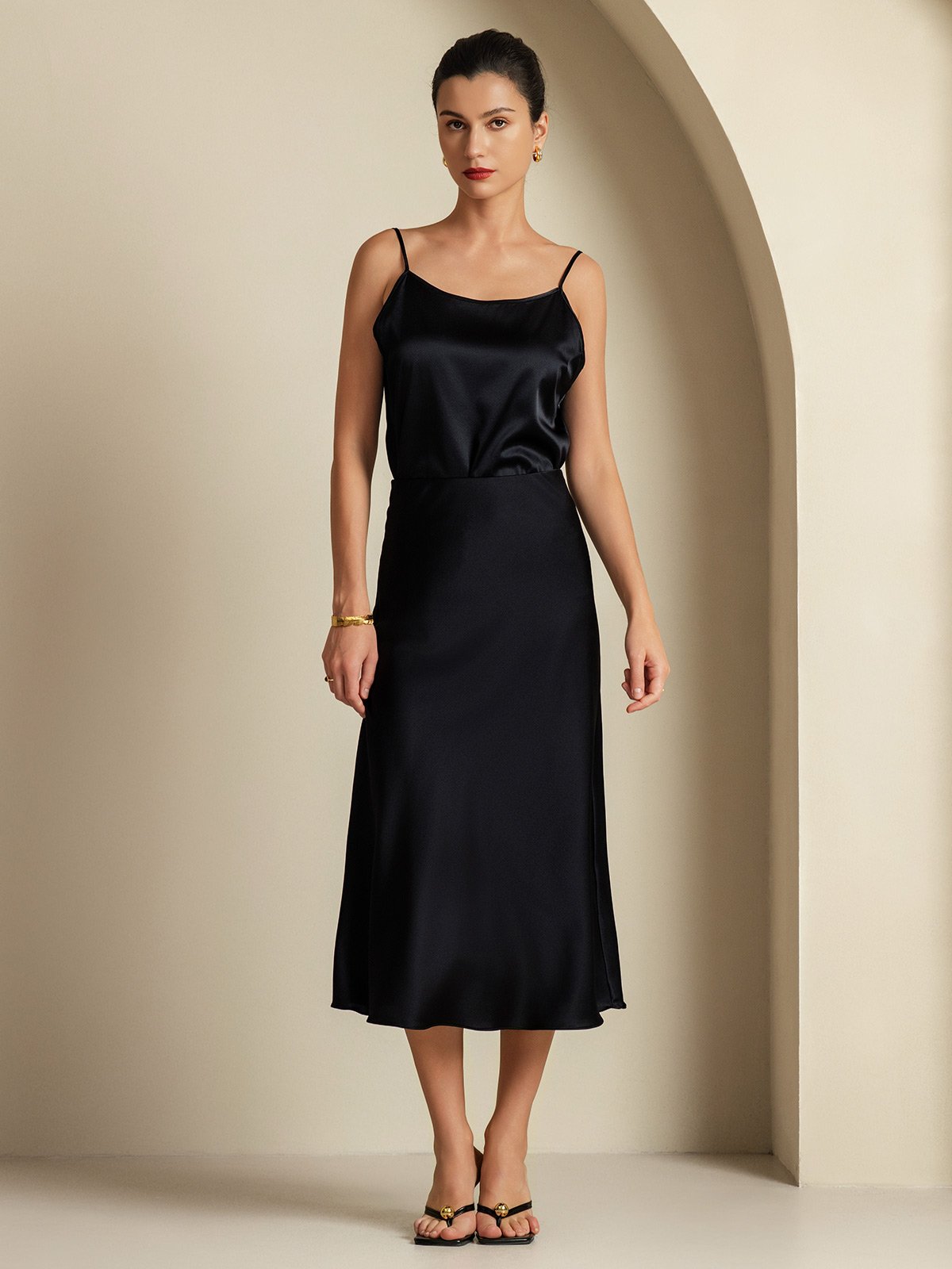 [Black] SilkSilky  19Momme Pure Silk Womens Outfit Sets 003,