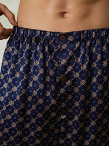 [Navy Chain] SilkSilky  Pure Silk Mens Sleep Bottoms 006,