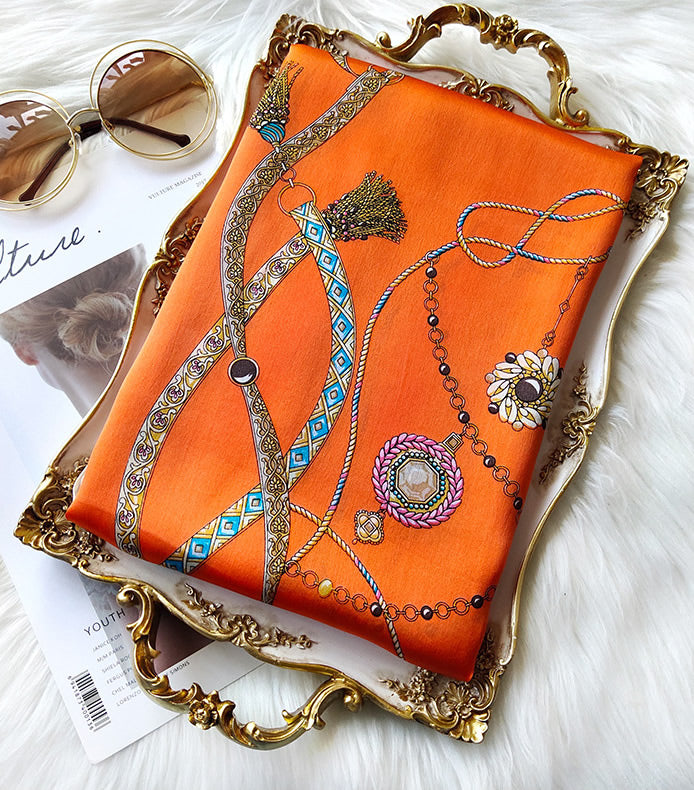 SilkSilky US Pure Silk Scarf Orange 003