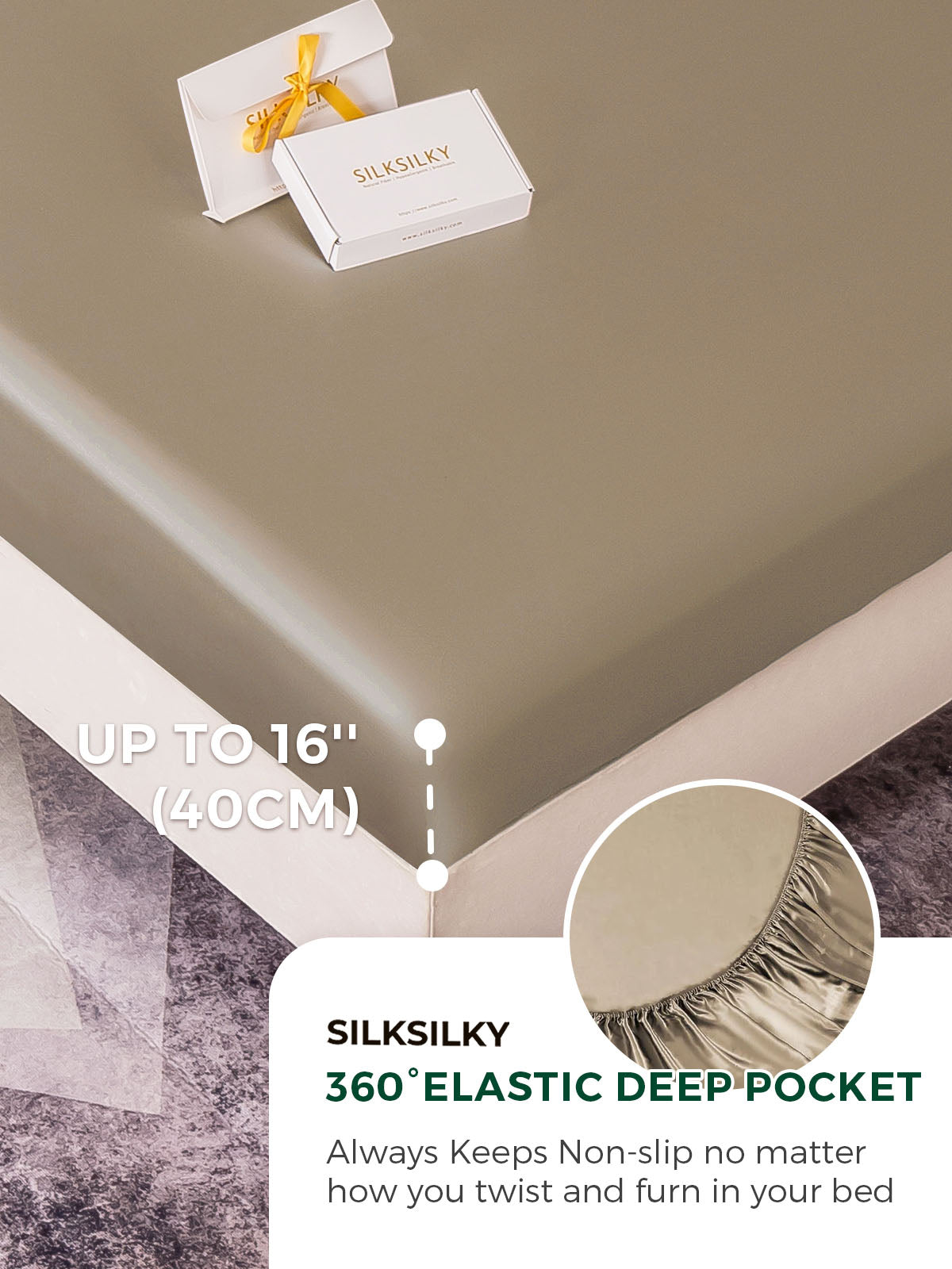 [Khaki] SilkSilky  19Momme Pure Silk Bedding Set 004