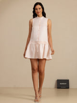 [Pink] SilkSilky  Sleeveless Stand Collar Dress 006