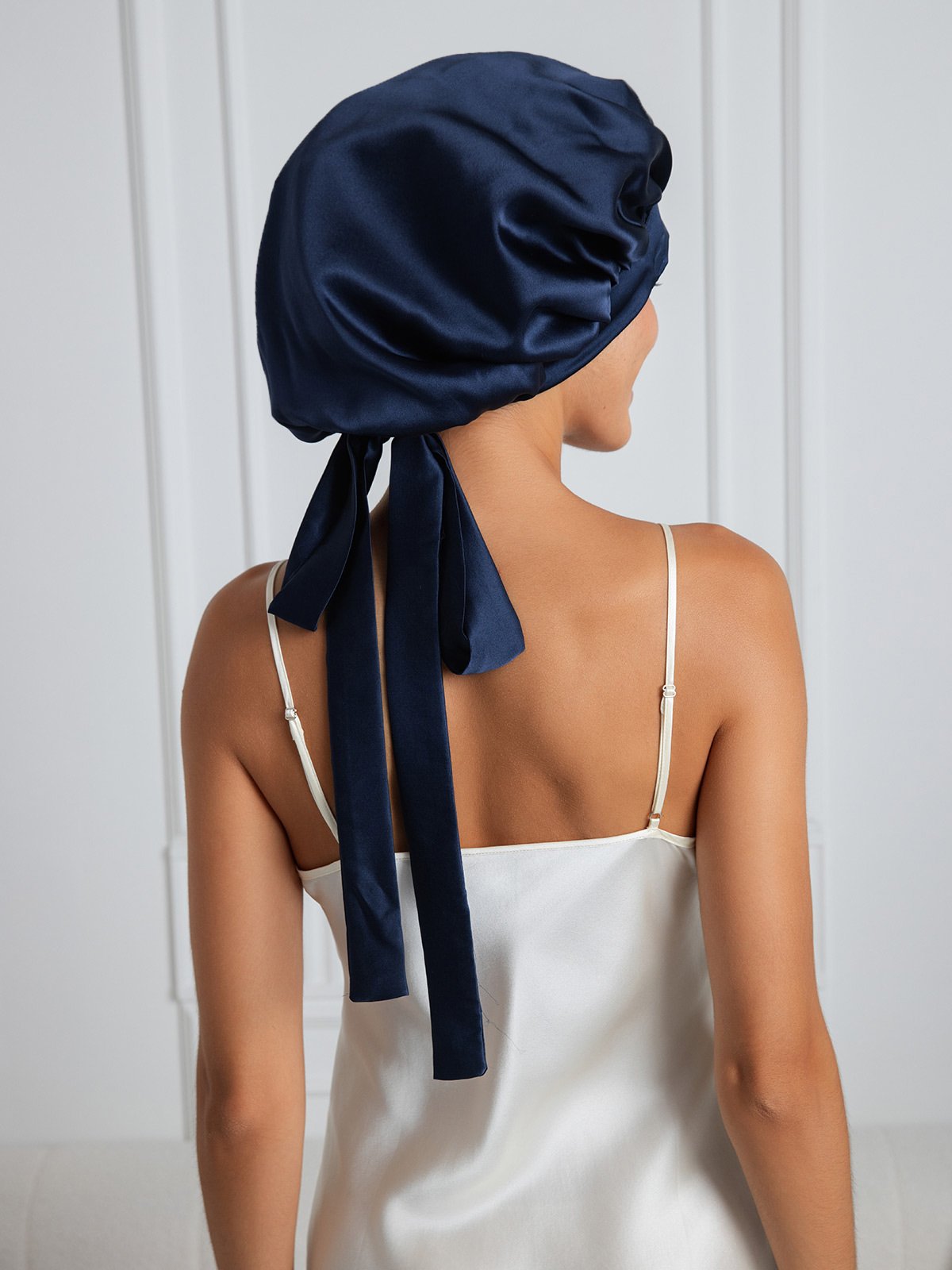 SilkSilky  Pure Silk Sleep Cap DarkBlue 001