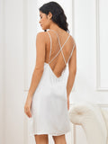 SilkSilky US Pure Silk Sleeveless V Neck Nightgown White 002