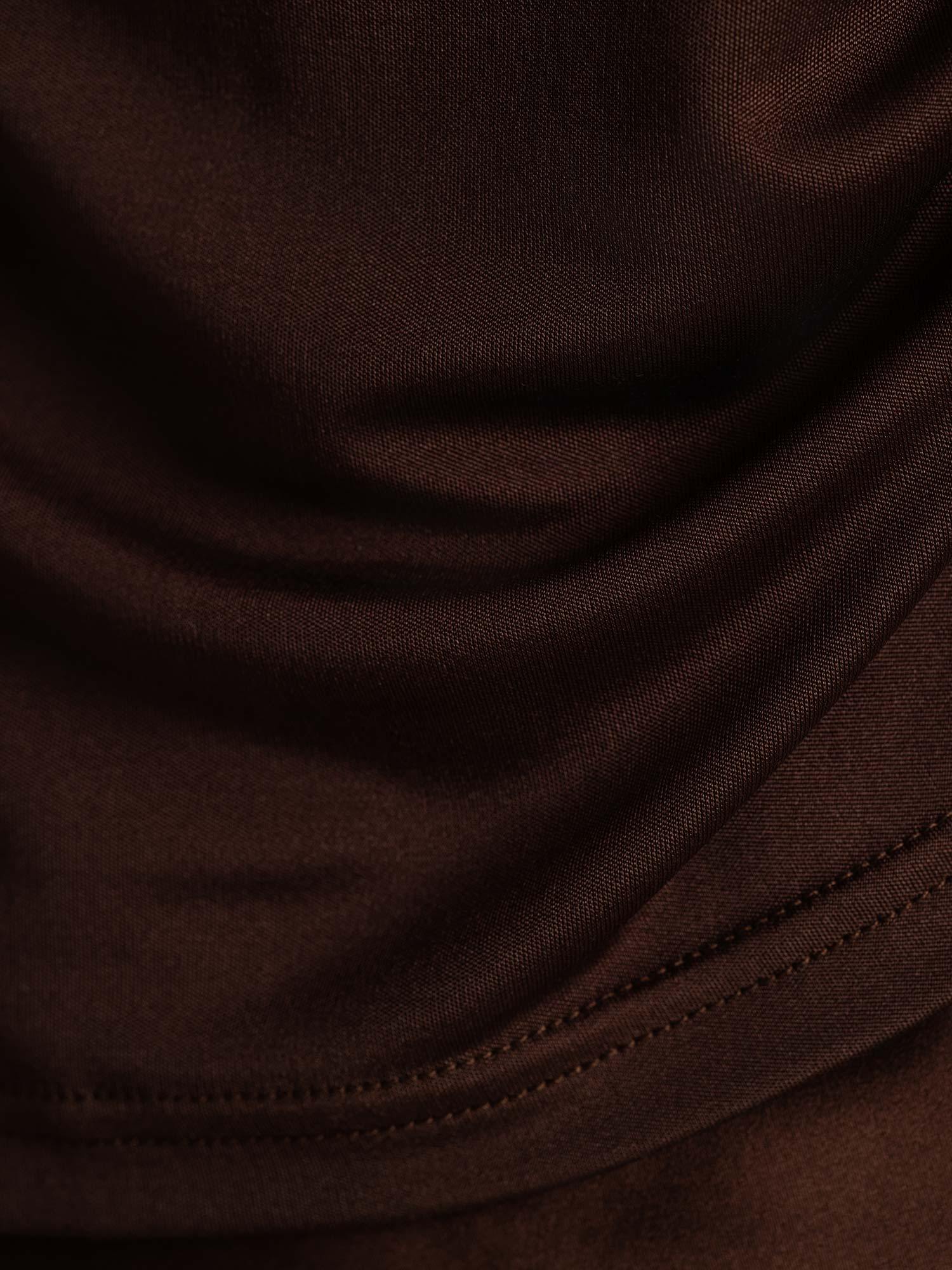 [Coffee] SilkSilky  Pure Silk Collar Women's T-Shirt 005