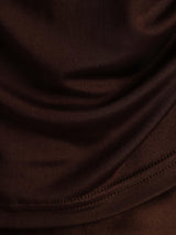 [Coffee] SilkSilky  100% Silk Jersey Short Sleeve Mock Neck Women's T-Shirt 005