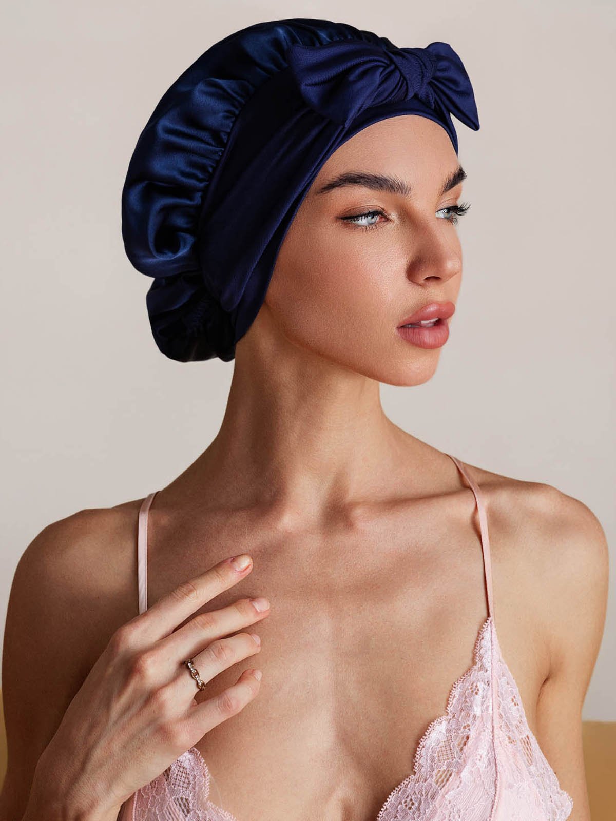 SilkSilky Pure Silk Sleep Cap DarkBlue 003