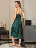 SilkSilky US Silk Sleeveless Cowl Neck Dress DarkGreen 002