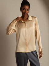 [Champagne] SilkSilky  Long Sleeve Lapel Collar Women's Shirt 004