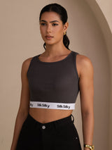 [Gray] SilkSilky  Sleeveless Crew Neck Camisole Top 001