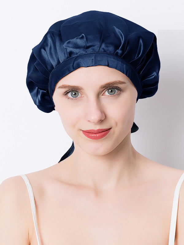 SilkSilky US Pure Silk Sleep Cap DarkBlue 001