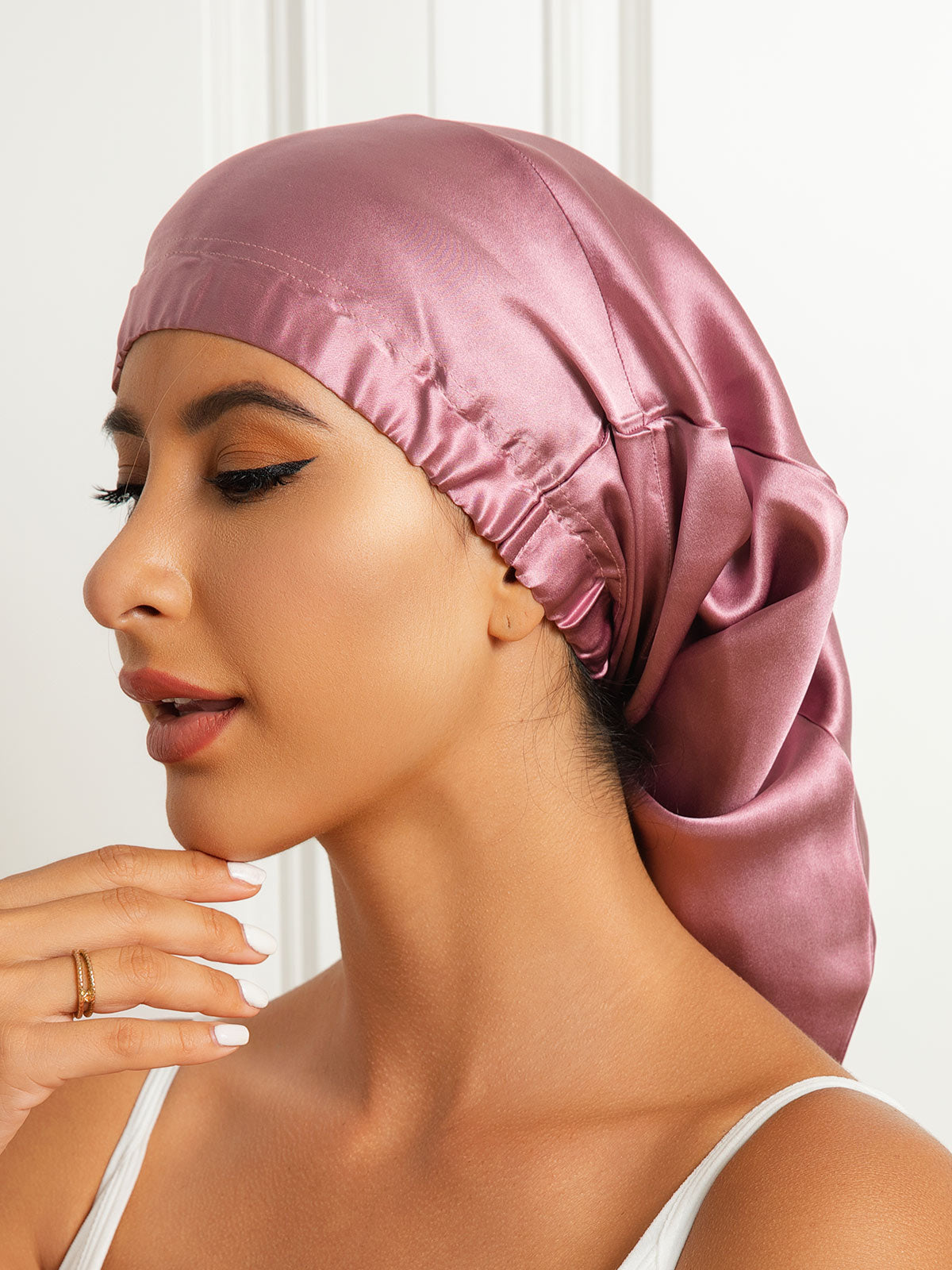 SilkSilky  Pure Silk Sleep Cap PaleMauve 002