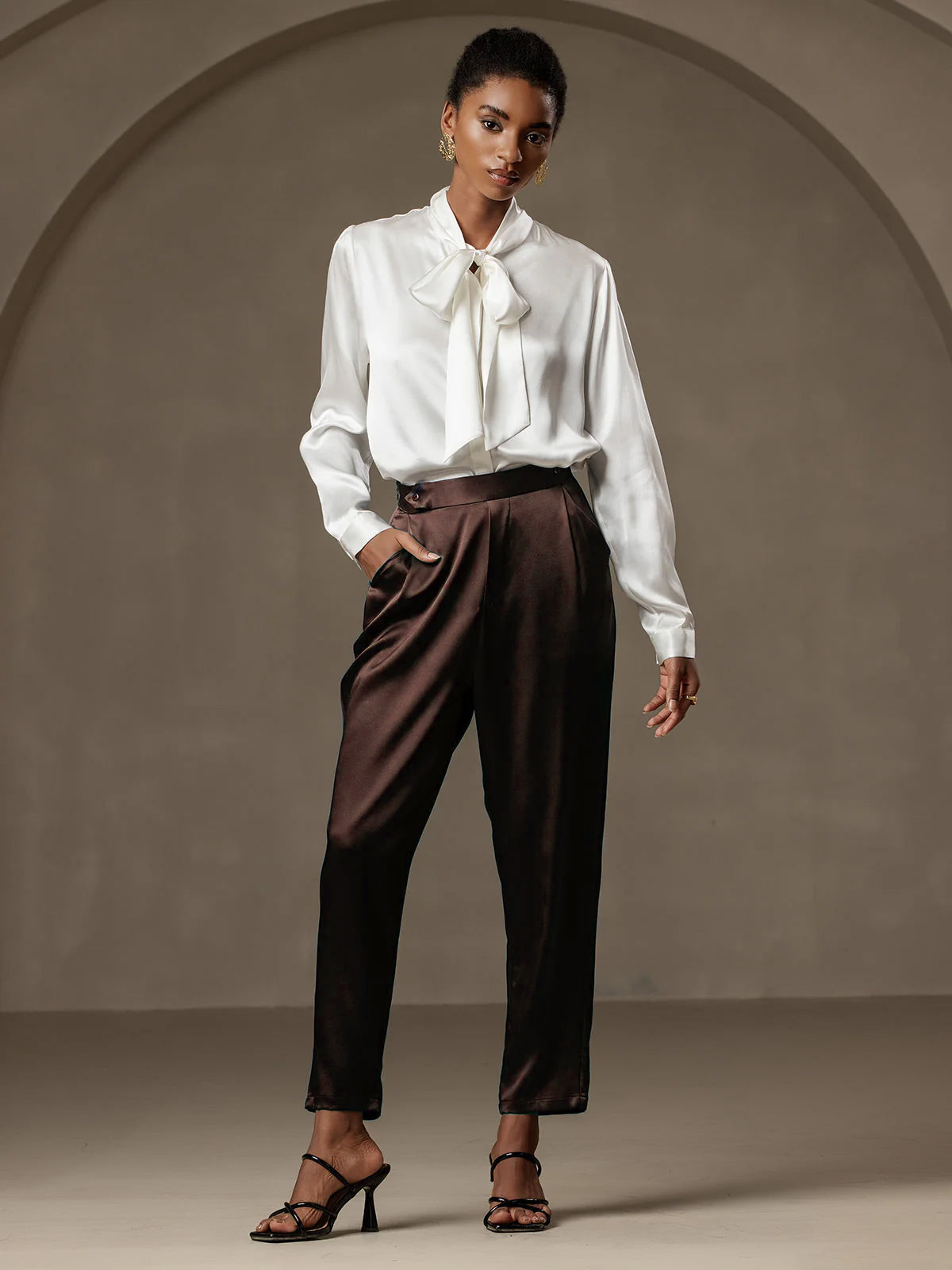 [Bitter Chocolate] SilkSilky  19Momme Silk Womens Pants 001