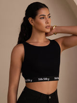 [Black] SilkSilky  Sleeveless Crew Neck Camisole Top 004