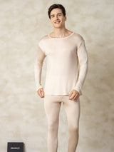 [Tan] SilkSilky  Long Sleeve Round Neck Men's Long Johns 004