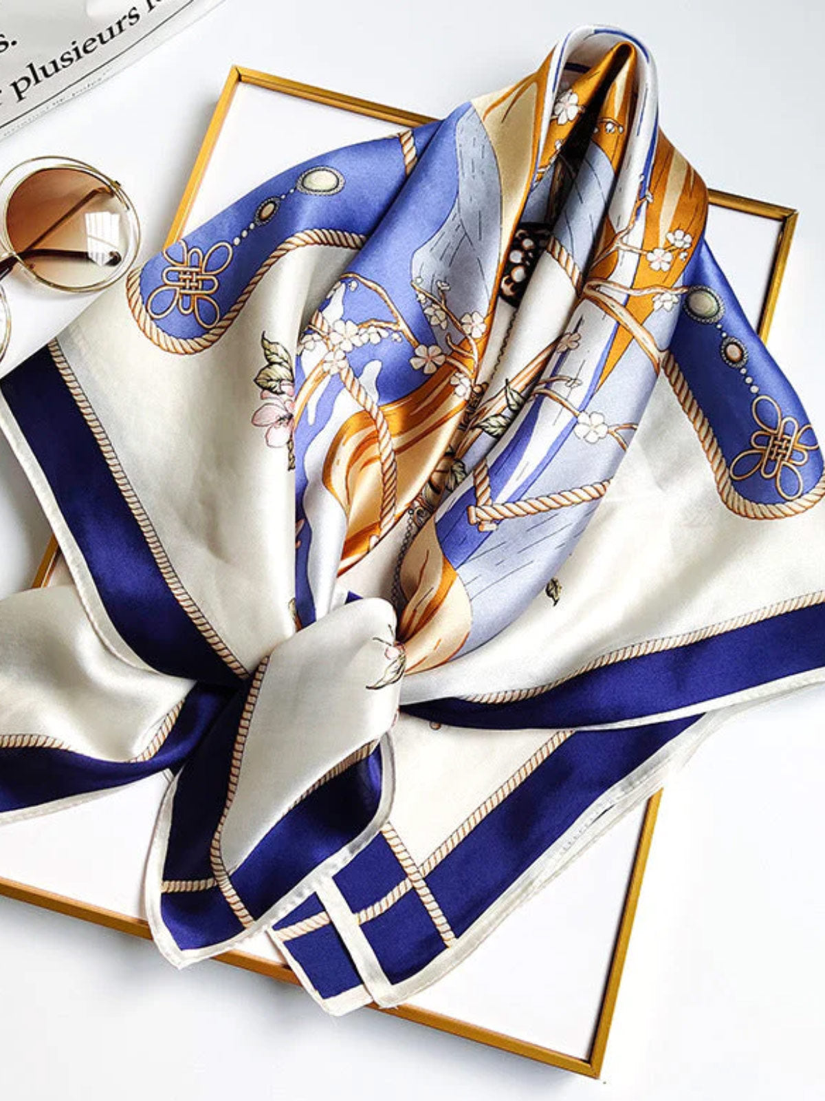 SilkSilky US Pure Silk Scarf Blue 010