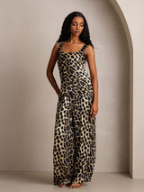 [Leopard] SilkSilky  Pure Silk Boat Neck Camisole Set 001,
