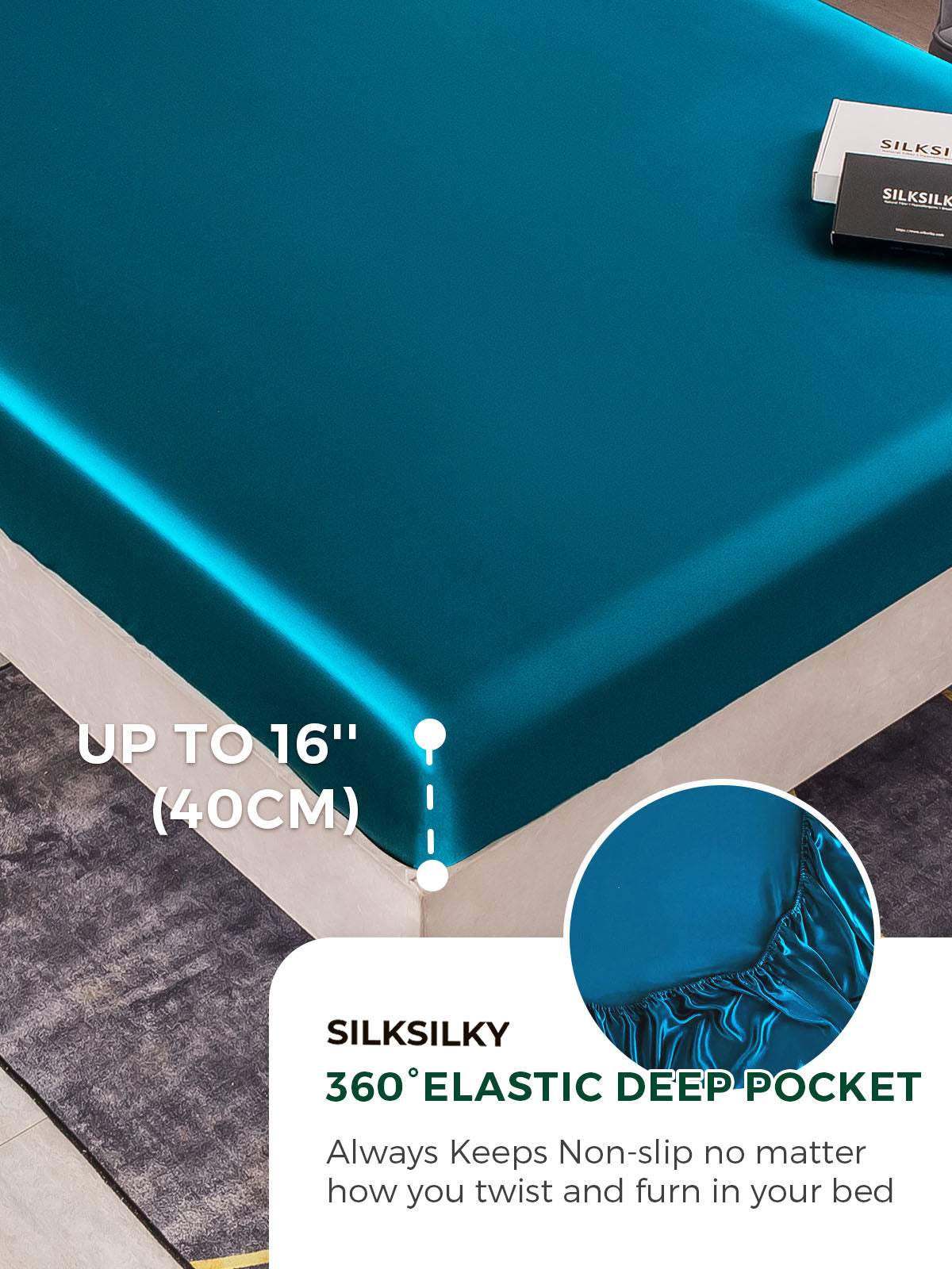 [Teal] SilkSilky  25Momme Pure Silk Bedding Set 004