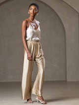 [Beige] SilkSilky  Spaghetti Strap V Neck Camisole Top 006