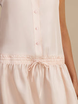 [Pink] SilkSilky  Sleeveless Stand Collar Dress 005