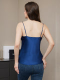 SilkSilky US Pure Silk Sleeveless V Neck Camisole Top DarkBlue 002