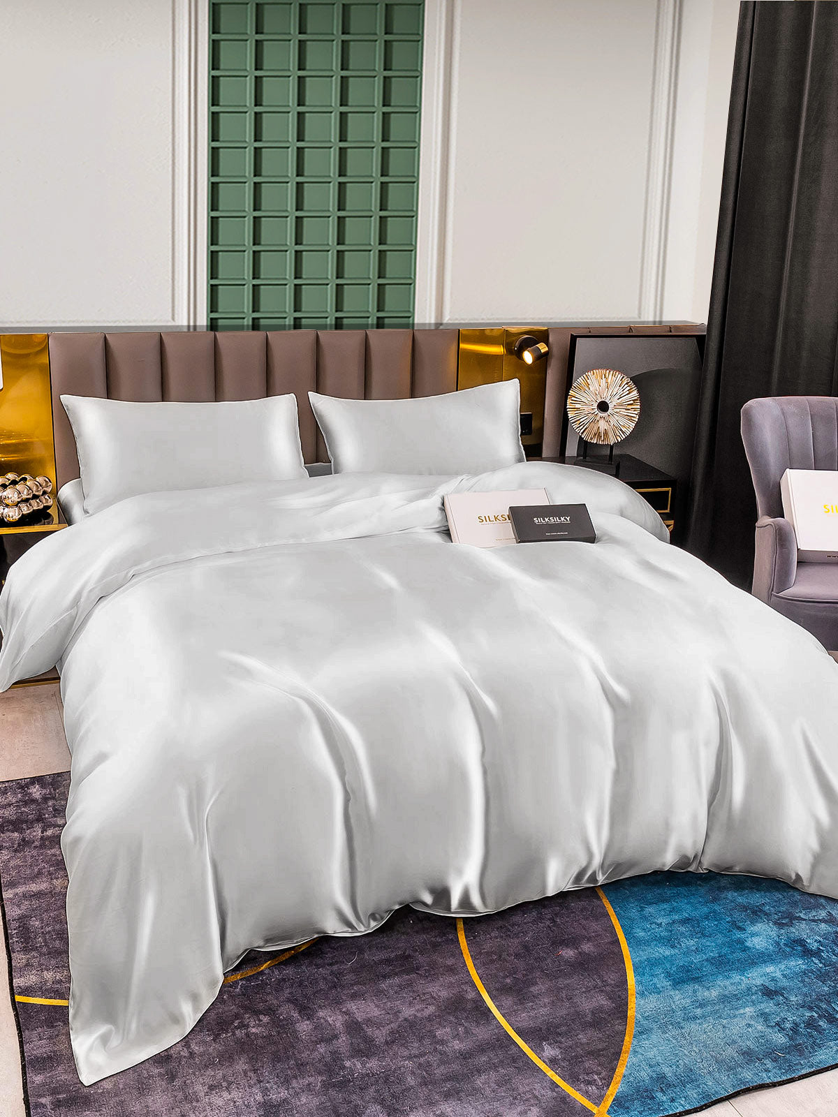 [Silver] SilkSilky  25Momme Pure Silk Bedding Set 001