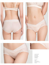 Light yellow silk knitted pregnant woman V-waist panties, breathable seamless maternity brief