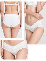 White mulberry silk knitted maternity panties with V-waist, soft breathable seamless brief
