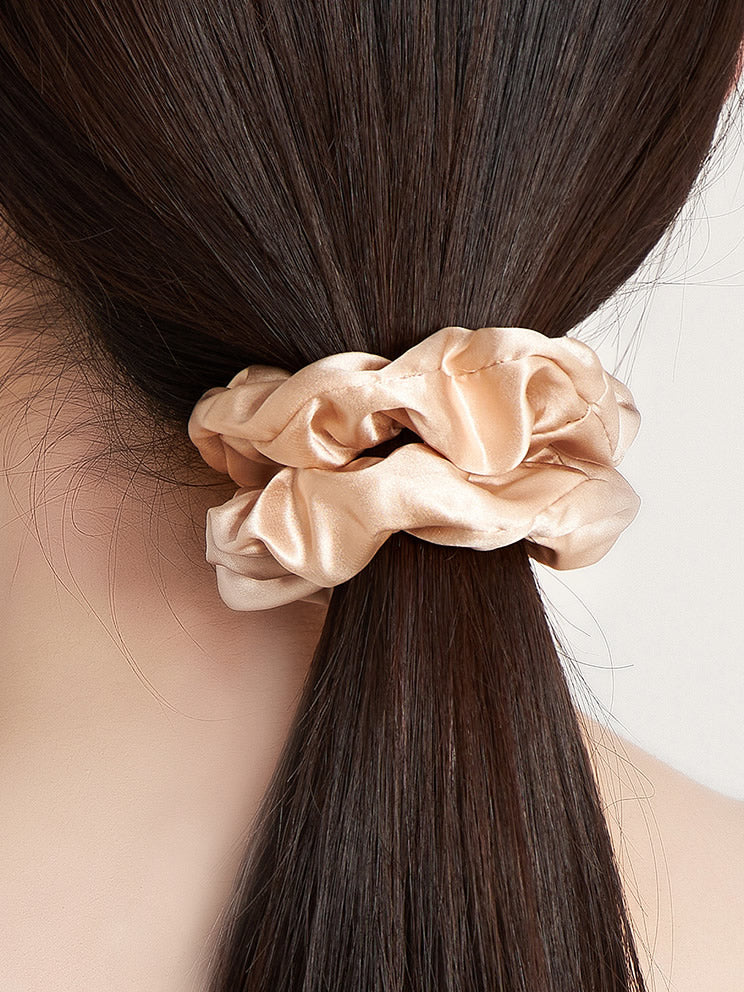 [Beige] SilkSilky 19Momme Pure Silk Scrunchie 002