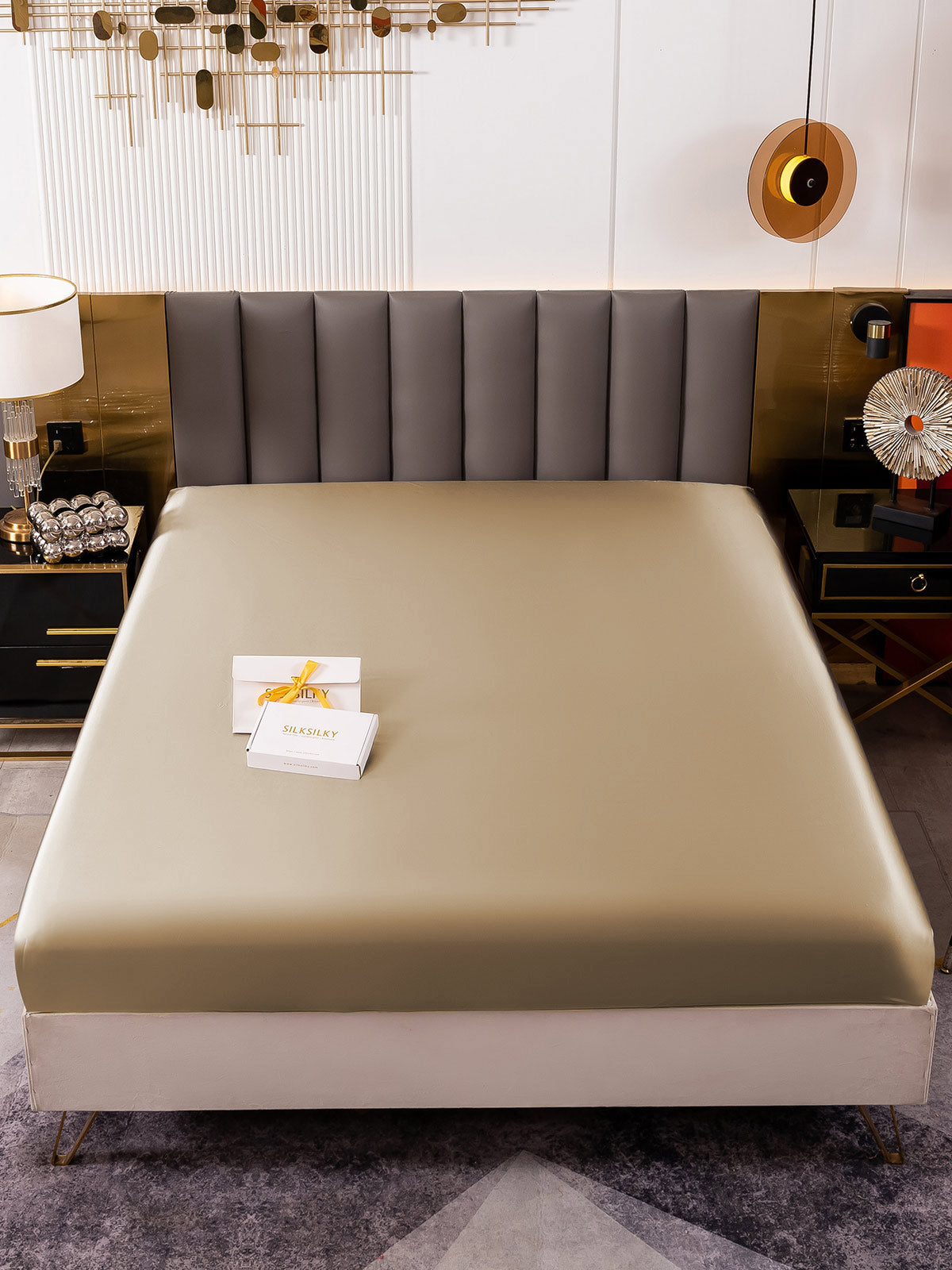 [Beige] SilkSilky 19Momme Pure Silk Sheet 002
